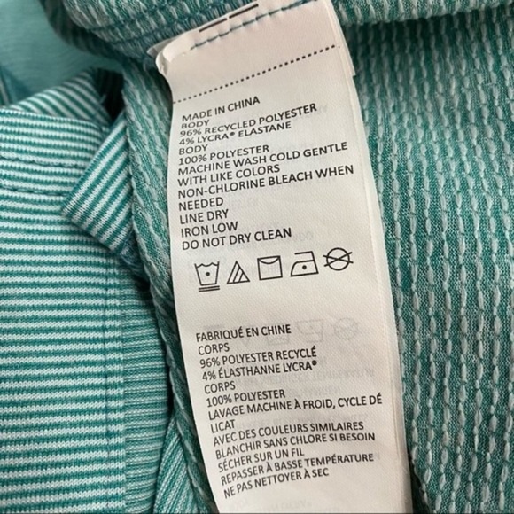 PrAna Blue Stretch Roll Tab Long Sleeve Striped Button Up Two Tone Geometric Top - Picture 9 of 9